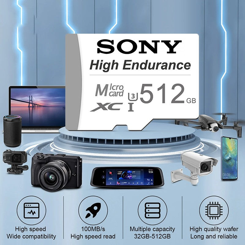 SONY High Endurance Micro TF/SD Card 512GB 64GB 128GB 256GB Memory Card Up to 100MB/s Flash Card TF Card for Monitoring Dashcam