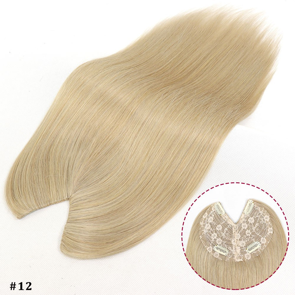 V Shape Clip In Human Hair Extensions Invisible Brown Blonde Highlight Toppers For Women Straight Brazilian Remy Hair 16Inch