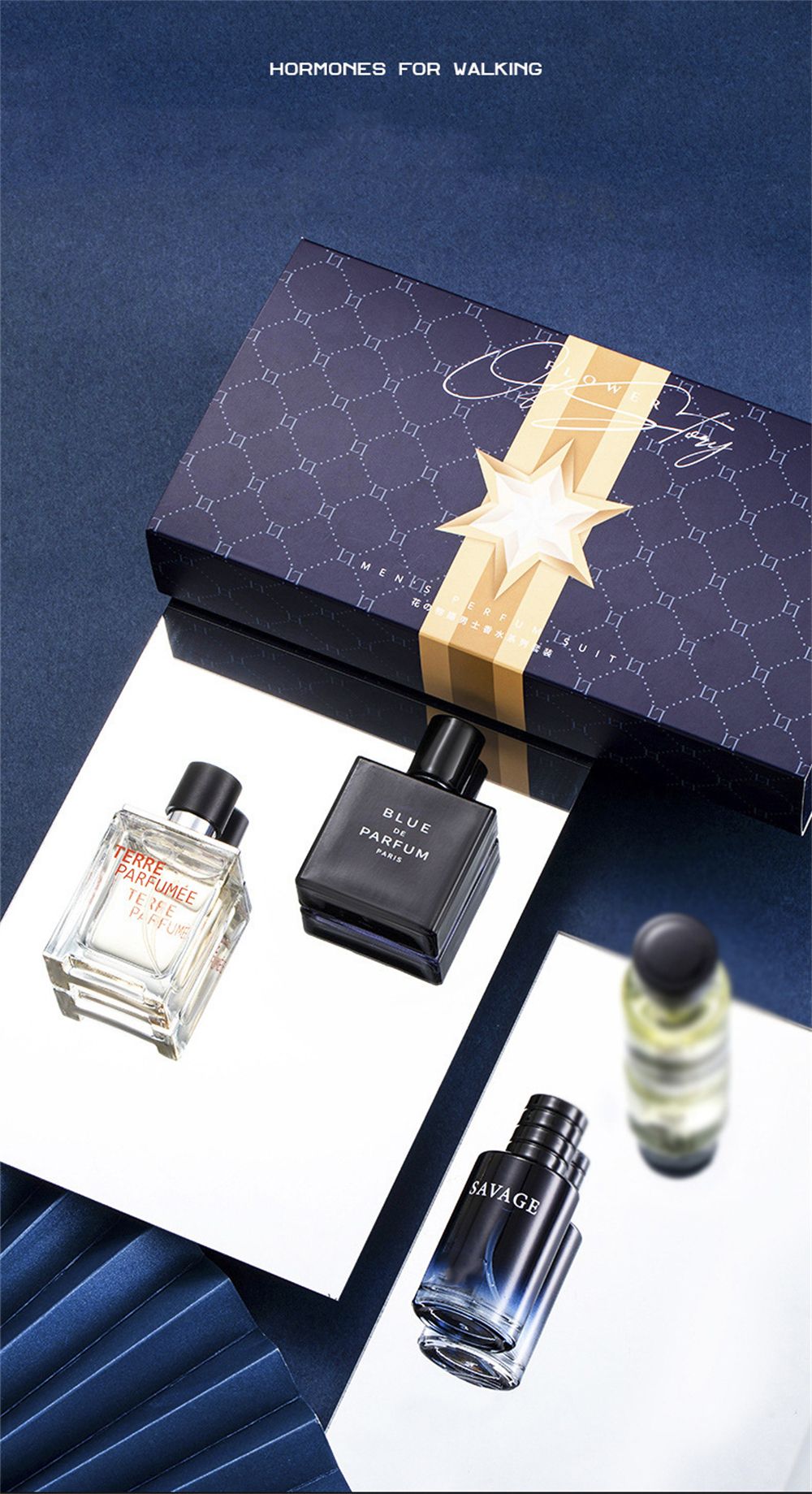 Luxury Brand Perfume Men Cologne Parfums Homme Gift Box 4Pcs Set 100ml Perfumes Masculinos Natural Floral Fruity Scent Spray