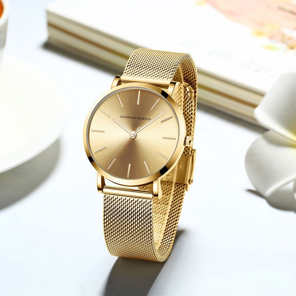 HANNAH MARTIN Brand Quality Stainless Steel Japan Quartz Movement Waterproof Women 36mm Full Rose Gold Ladies Dropshipping Watch