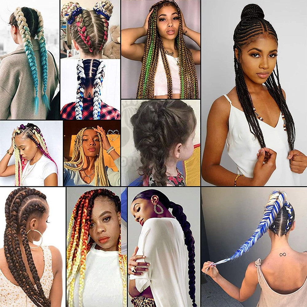 Alororo Synthetic Jumbo Braid Hair 82 Inch African Fake Hair High Temperature Fiber Puple Red Braiding Hair Extensions for Women