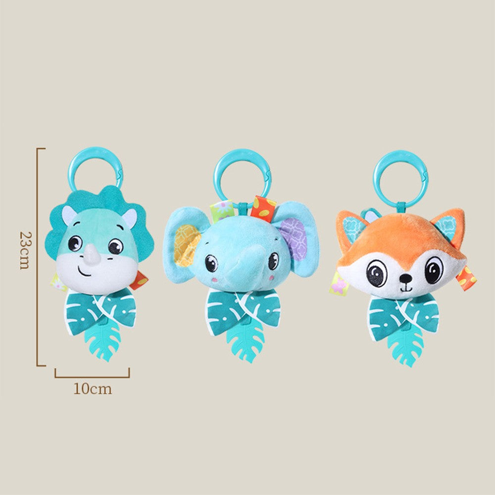 Baby Toy Cartoon Animal Stuffed Hanging Rattle Toys Baby Bed Crib Car Seat Travel Stroller Soft Plush Toys with Wind Chimes Gift