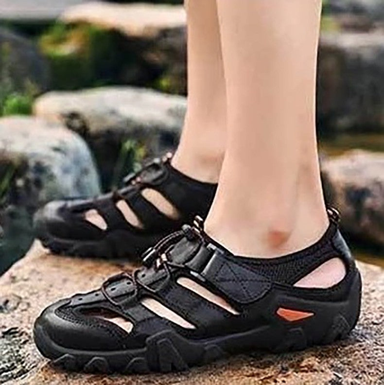 New Summer Mens Sandals Genuine Leather Antiskid Breathable Outdoor Sandalias Trekking Casual Beach Shoe Male Loafers Big Size