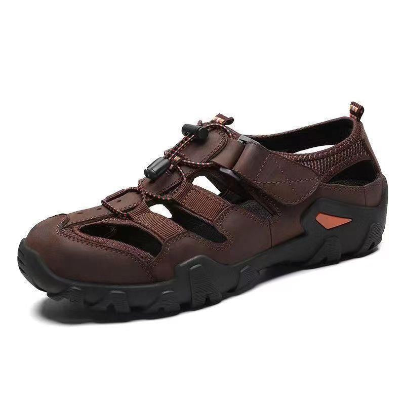 New Summer Mens Sandals Genuine Leather Antiskid Breathable Outdoor Sandalias Trekking Casual Beach Shoe Male Loafers Big Size