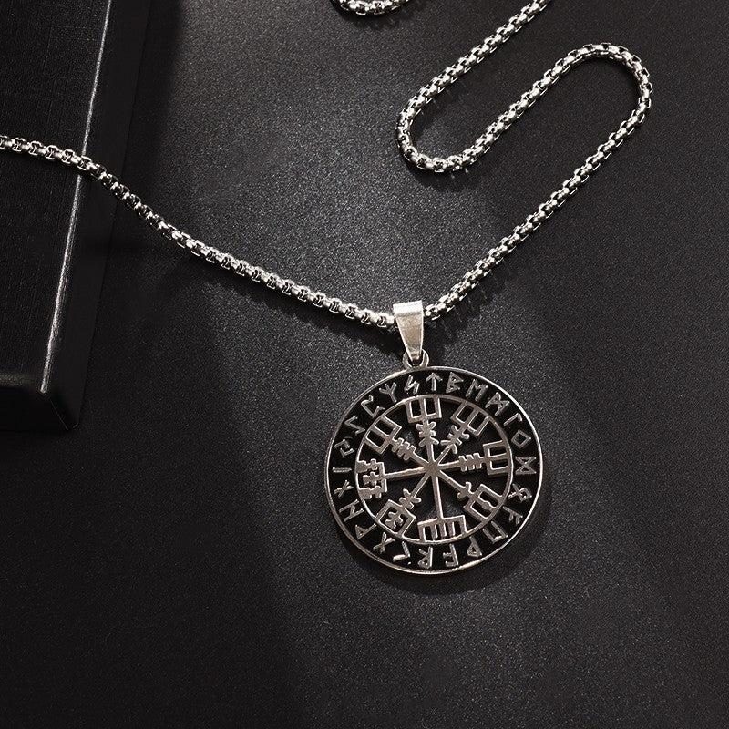 Rune Compass Necklace for Men Vintage High Quality Pendant Amulet Party Jewelry Gift