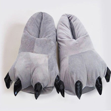 Tiger Animal Paw Slippers For Boy Girl Unisex Kids Cute Monster Claw Slippers Cartoon Soft Plush Warm Home Slippers Child Shoes