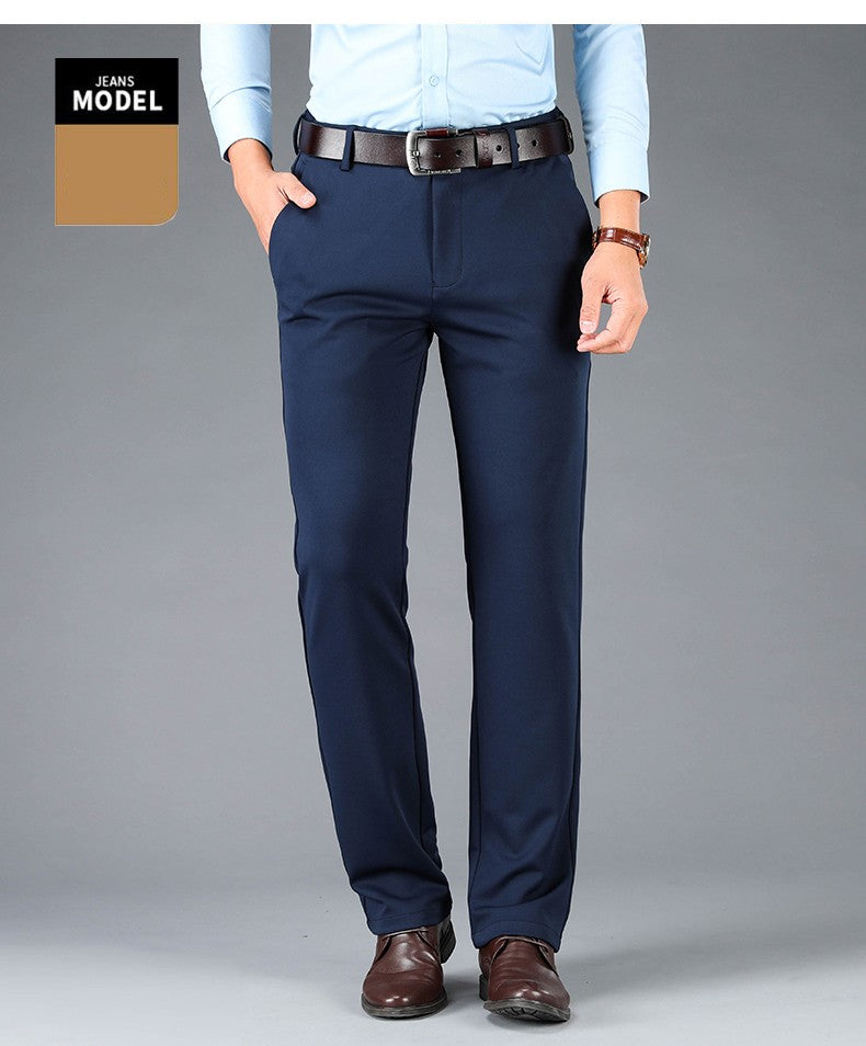 Spring Autumn Men's Smart Casual Pants Black Navy Blue Suit Pants Office Male Trousers Big Size Elegant Sports Straight Pants