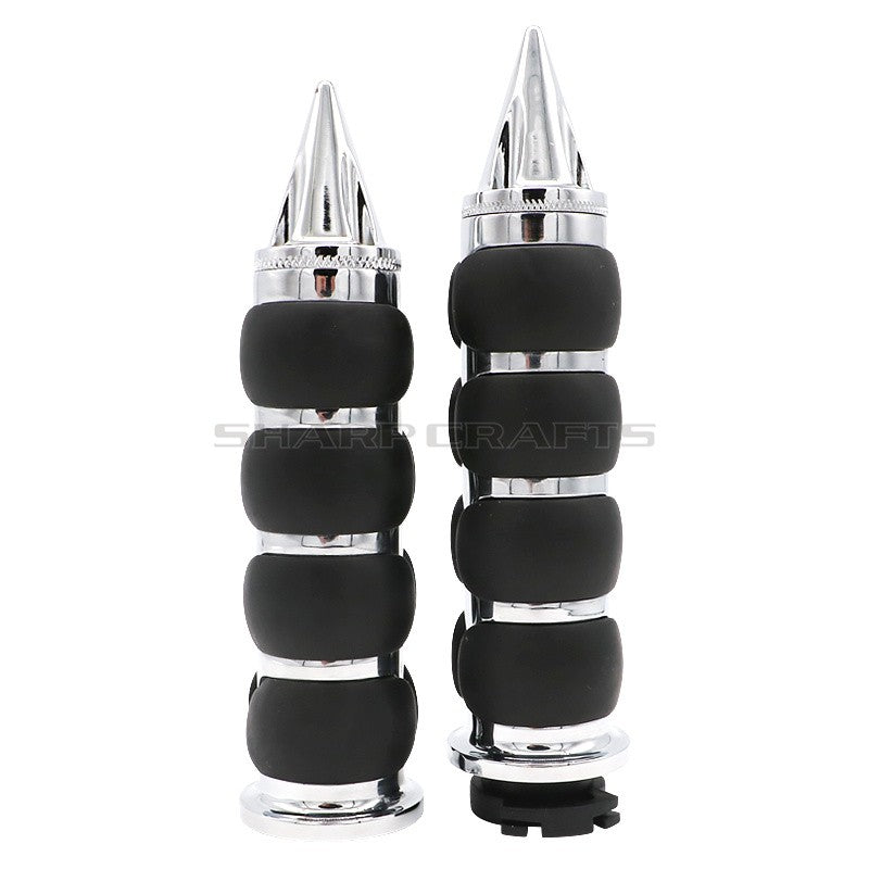1" 25mm & 7/8'' 22mm Billet Rubber Flame Spike Hand Grips For Harley Honda Kawasaki Suzuki Yamaha Bikes Cruiser Chopper Custom
