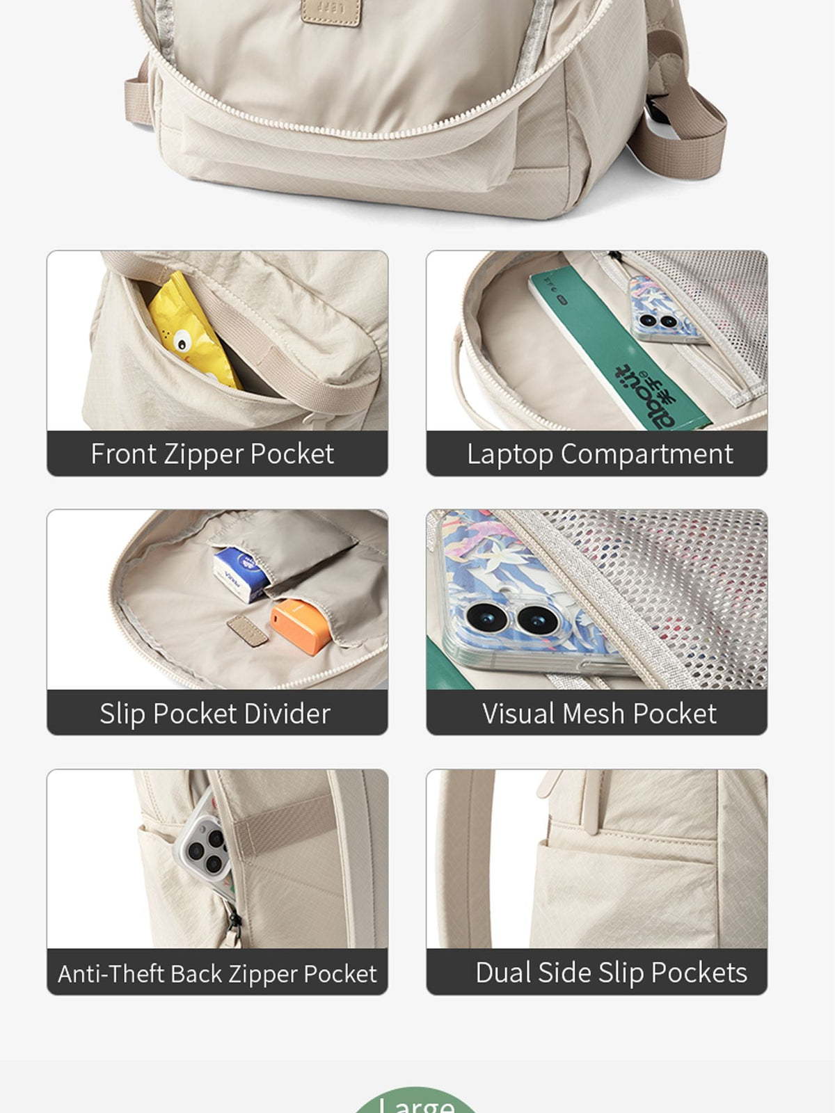 LEFF New Fashion Backpack For Women High Quality Outdoor Travel Waterproof Backpacks Laptop Commuting Bag High End Female Bags