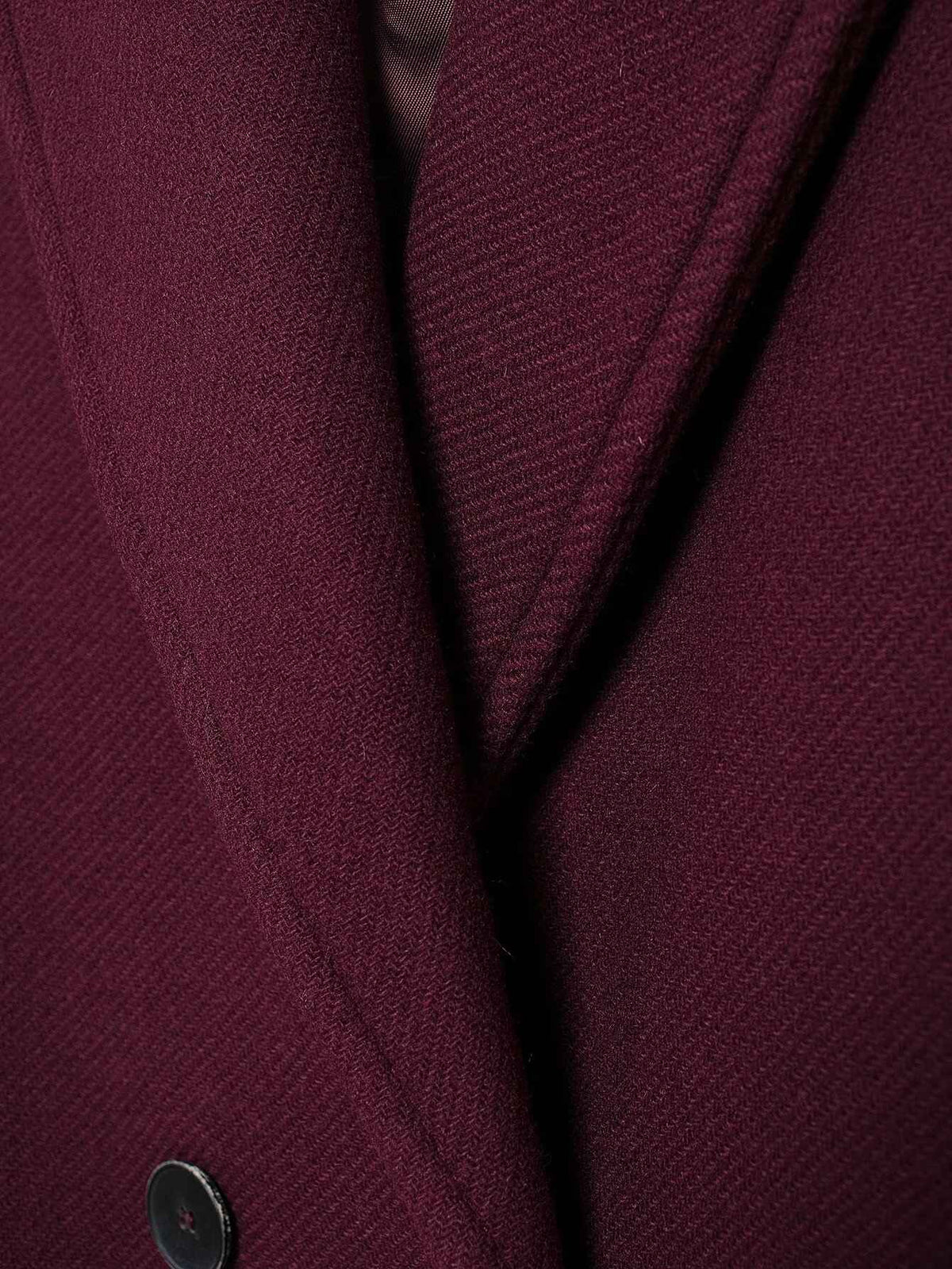 HH Women Fashion Burgundy Woolen Coat Double Breasted Long Sleeve Lapel Blends Jacket Autumn Winter High Street Outerwear