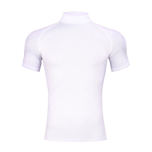 Mens Bodybuilding Sports Tight T-shirt Summer Compression Turtleneck Short Sleeve Gym Fitness Running Quick Dry Male Workout Top