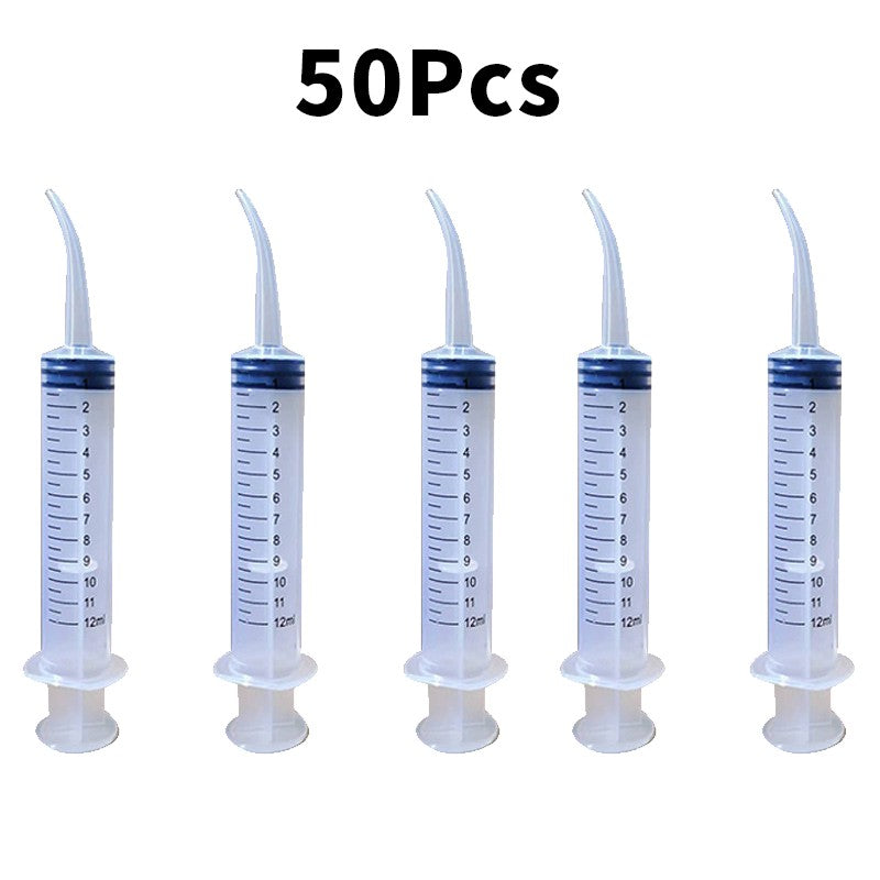 NIGF 5Pcs Disposable Plastic Dental Elbow Irrigation Syringe Teeth Flushing Injection Impression Dental Syringe With Curved Tip