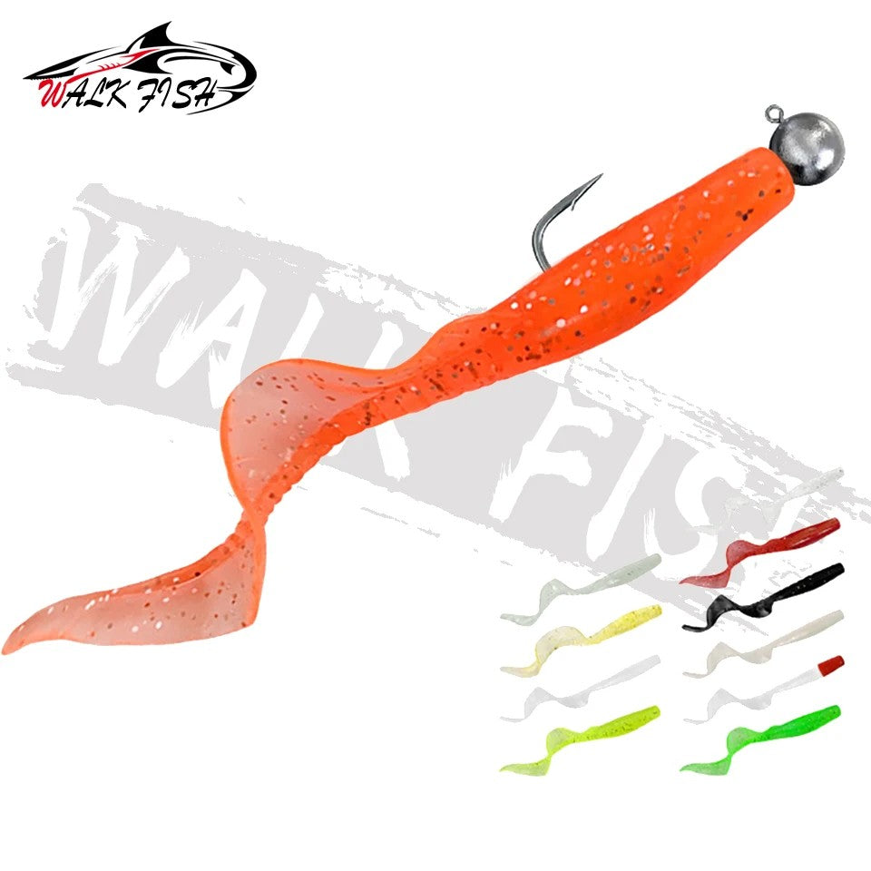 WALK FISH 10Pcs Spinpoler 60MM 80MM Lifelike Fish Lure Bait Worms Artificial Silicone Soft Lure Bass Pike Fish Lure Wobbler
