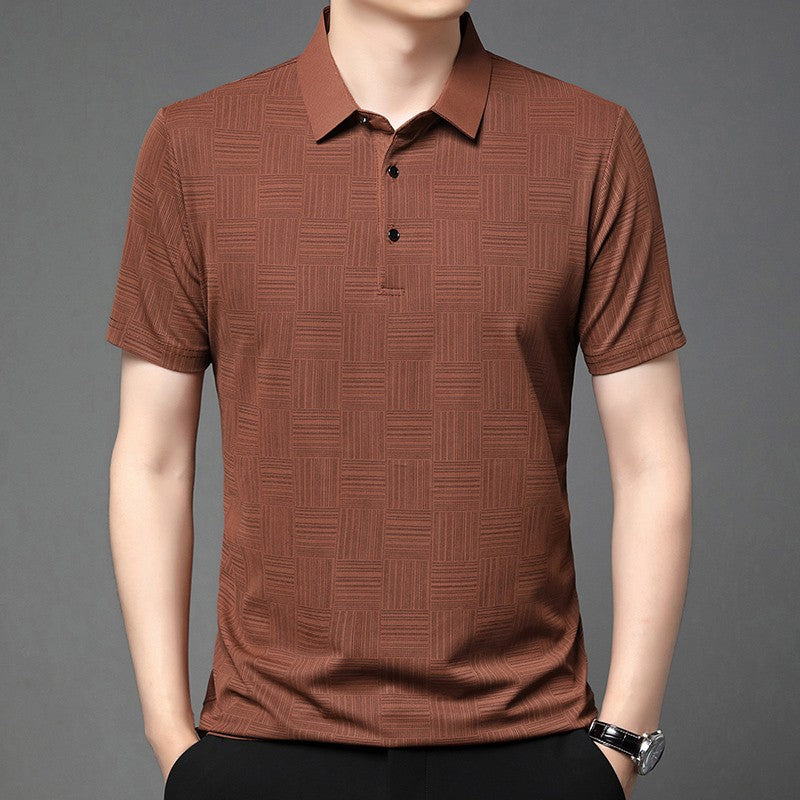 2024 Men's New Printed Business Casual Short sleeved POLO Shirt Fashion Short sleeved Comfortable and Breathable Top