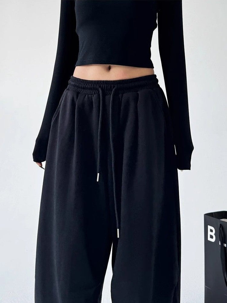 Y2K Harajuku Wide Leg Sweatpants Women Streetwear Baggy Oversize Gray Sports Pants High Waist Drawstring Casual Joggers Trousers