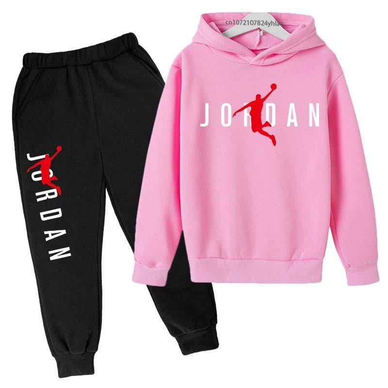 Children Spring Autumn Hoodie Pants Two Piece Suit Boys And Girls Outdoor Sports Set Kid Casual Pullover basketball Coat