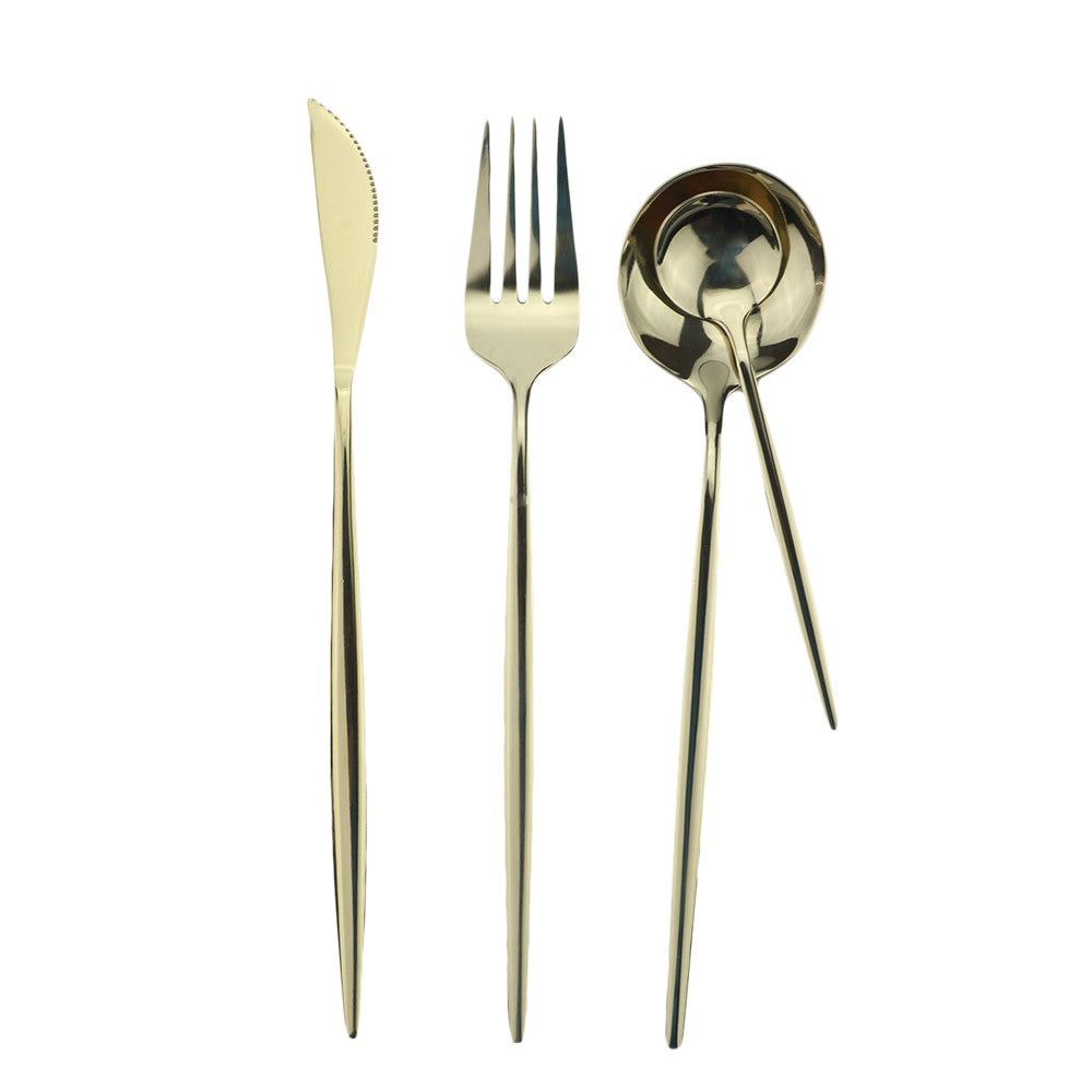 8Pcs Dinner Spoon Dinnerware Stainless Steel Silverware Gold Tableware Kitchen Flatware Black Cutlery