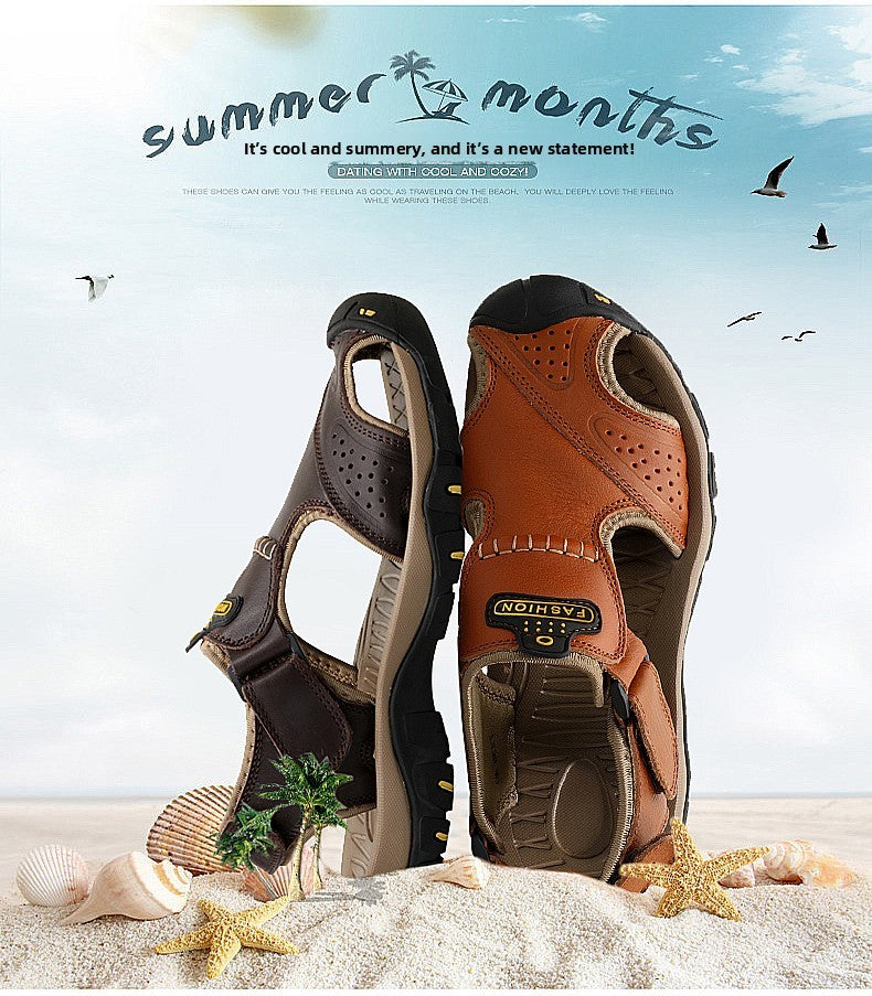 2025 Man's shoes Genuine Leather Men Sandals Summer Men's Shoes Outdoor Water Shoes Leather Sandals For Men men summer sandals