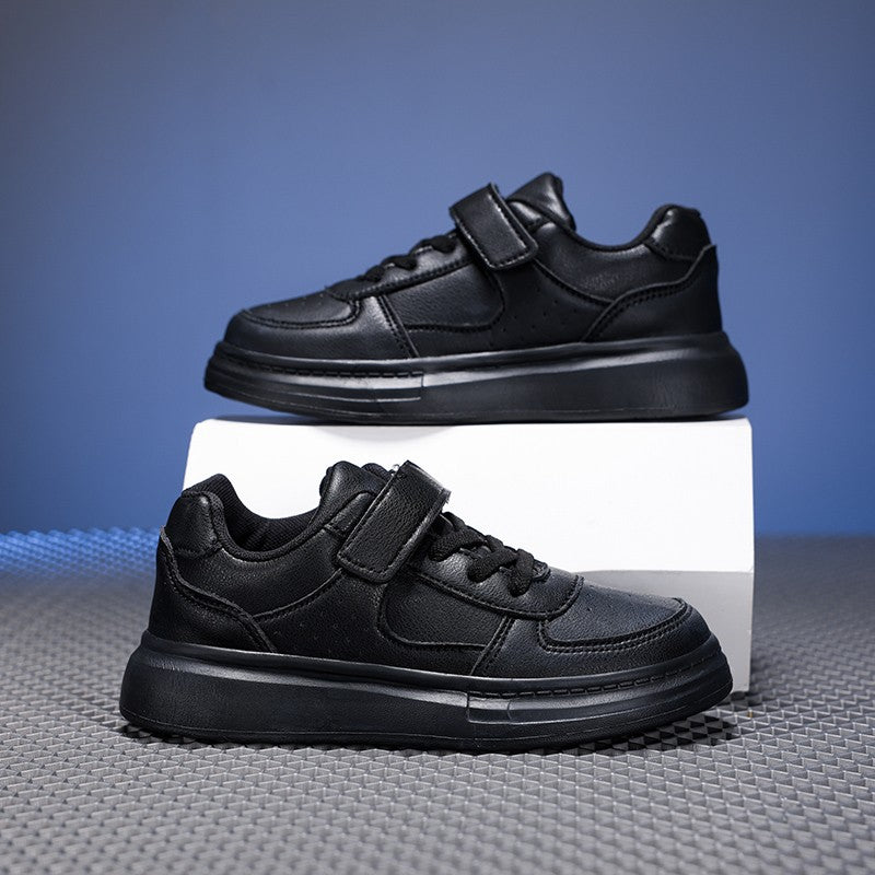 Children's White Shoes Leather Waterproof Low-cut White Sneakers for Middle and Large Children for Boys and Girls