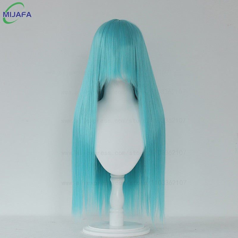 Very High Quality 400g 48 Colors 24Inch 60cm Long Straight Cosplay Wig With Bangs Heat Resistant Hair Anime Wigs + Wig Cap
