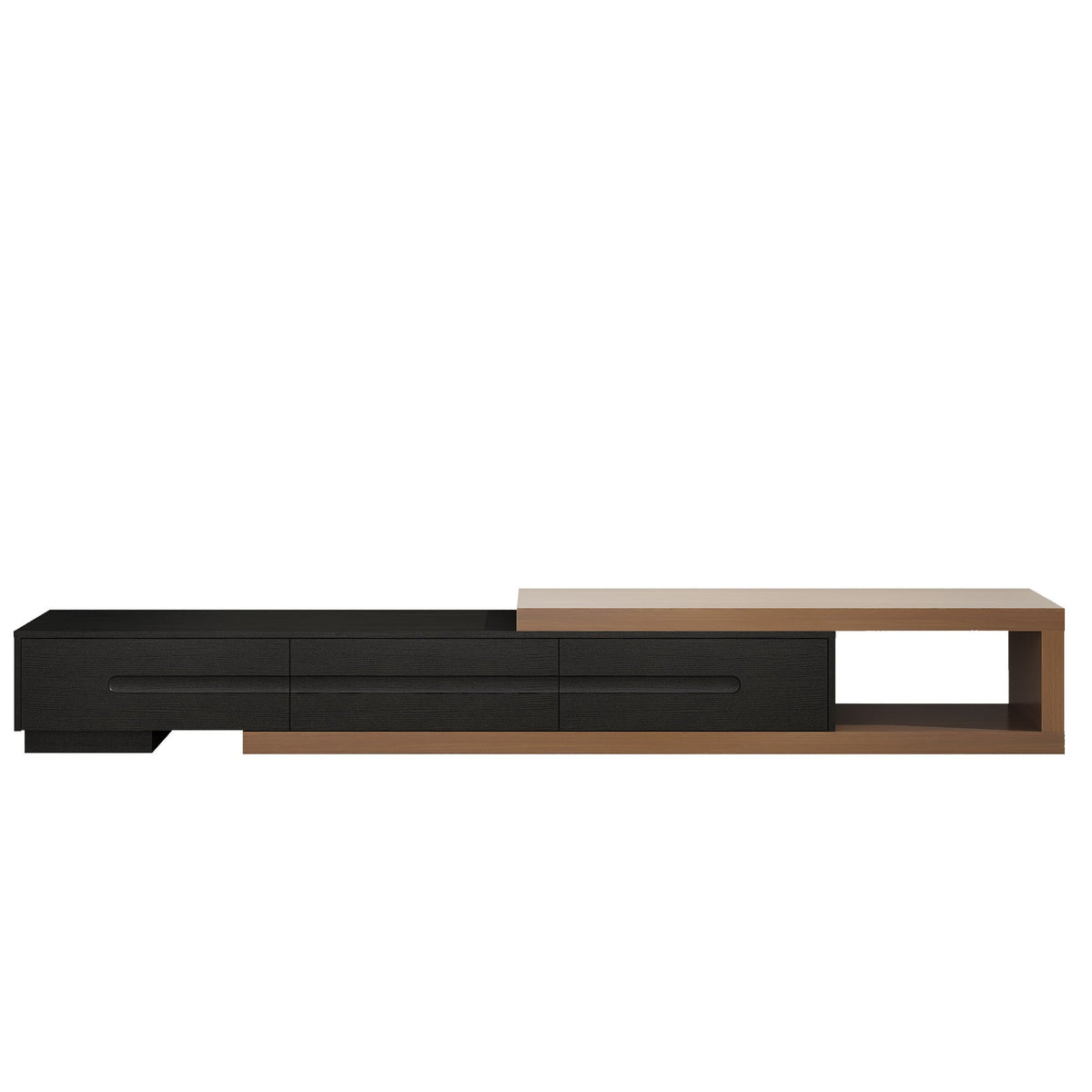 82-110'' Extendable TV Stand for Up to 120"TV, Wood Reversible TV Media Console w/3 Drawers & Open Storage Shelf for Living Room