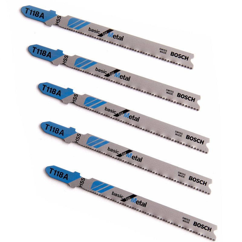 BOSCH 2608631013 T118A Basic for Metal HSS Curved Saw Blade 5-Pack 92mm Metal Straight Cut Milled Curved Saw Tool Accessories