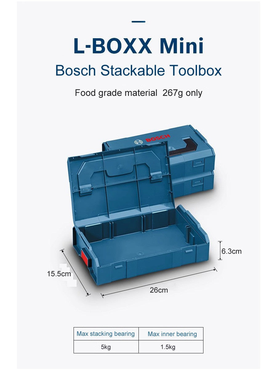Bosch Tool Storage Case Anti-drop Durable Toolbox Multipurpose Toolkit Removable 6 Compartment Box Portable Stackable Tool Box