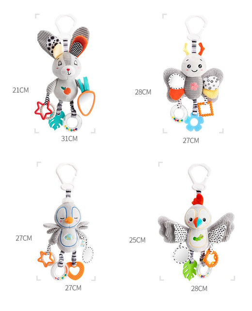 Baby Rattles Mobiles Cartoon Animal Bell Toy Kids Early Education Sensory Development Hand Grip Rabbit Penguin Rattles Toys Gift