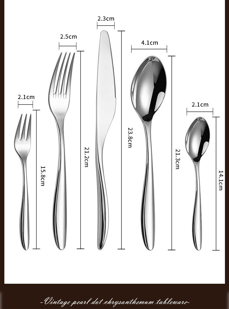 5Pcs 304 stainless steel tableware set steak knife fork cutlery set restaurant kitchen Home commercial high-end dinnerware