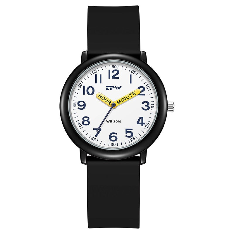 TPW Learning Watch Colorful Dial Cute Watch For Young Ladies Rubber Strap Luminous Hands