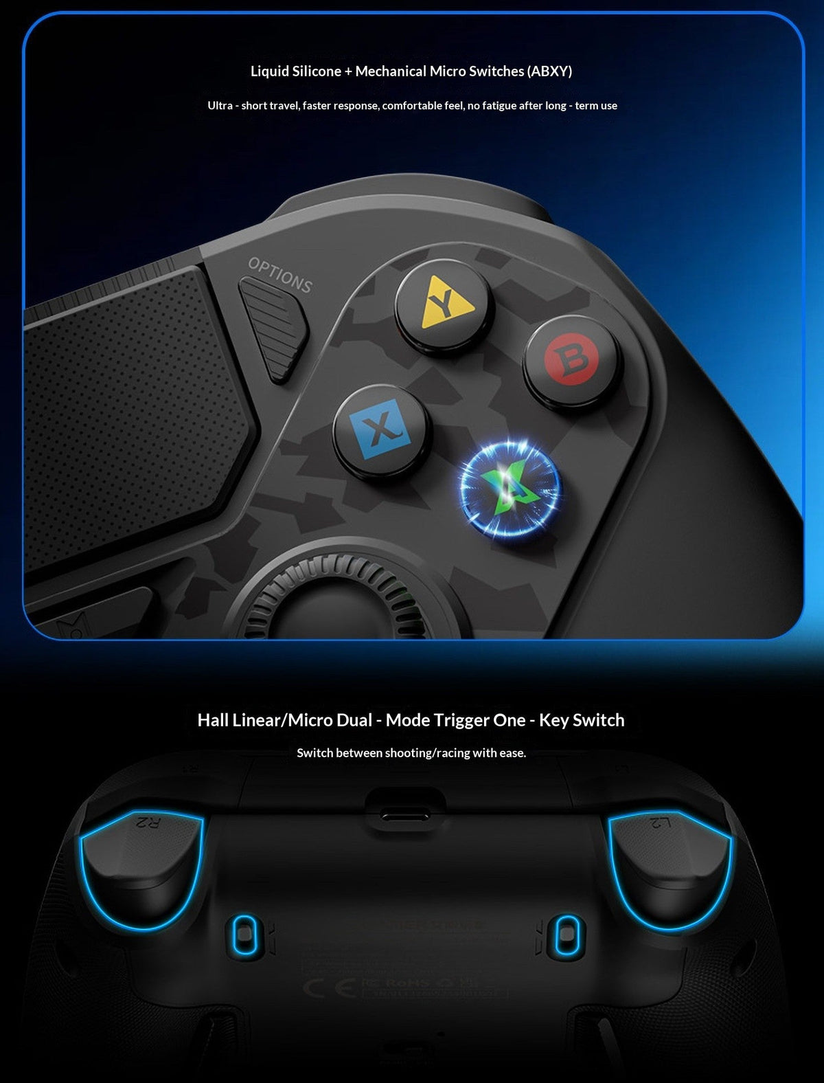 AceGamer D4 Wireless Gaming Controller Symmetric Bluetooth 2 4G Custom Js13pro Joystick for PS4/Pc/Steam/Switch2 Fps Gamers Gift