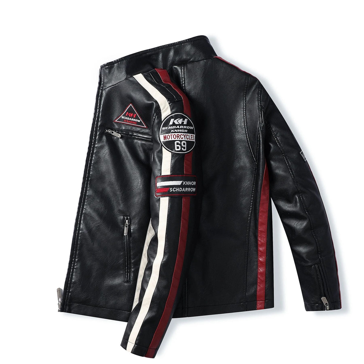New Motorcycle Jacket For Men In Autumn/Winter 2020 Fashion Casual Leather Embroidered Flight Jacket In Winter Velvet Pu Jacke