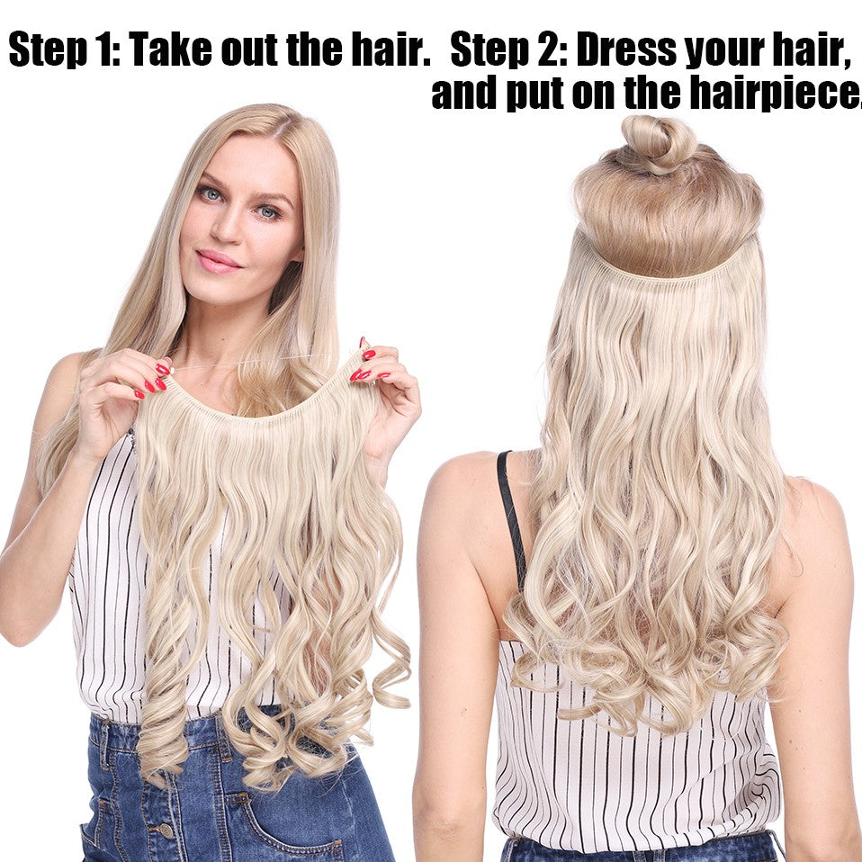 BENEHAIR Synthetic Invisible Wire No Clips In Hair Extensions Secret Fish Line Hairpieces Hair Extensions Fake Hair For Women