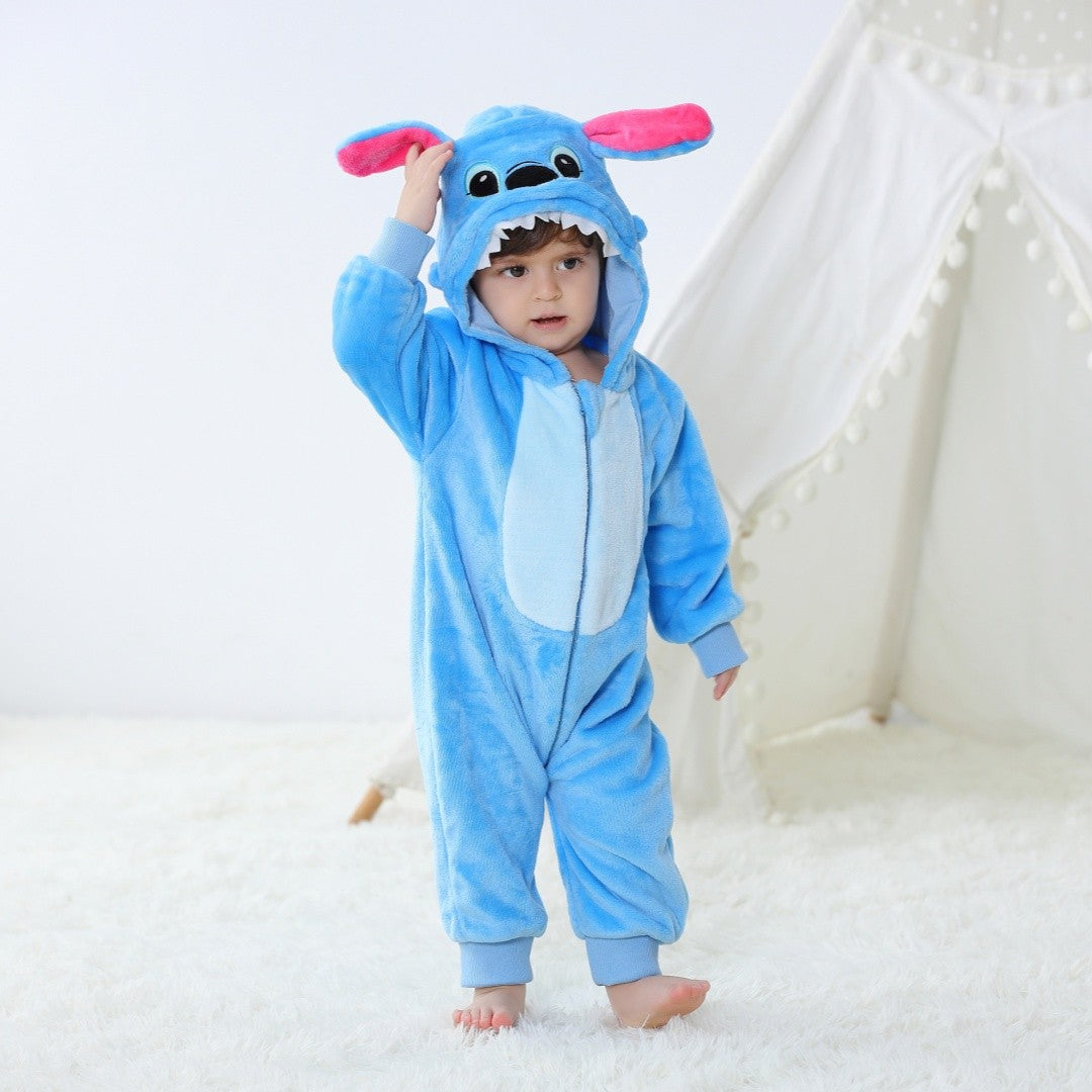 Baby Kigurumi Stitch Cartoon Romper Infant Kids Animal Onesie Jumpsuit Toddler Clothes Girls Boys Cosplay Costumes For Halloween