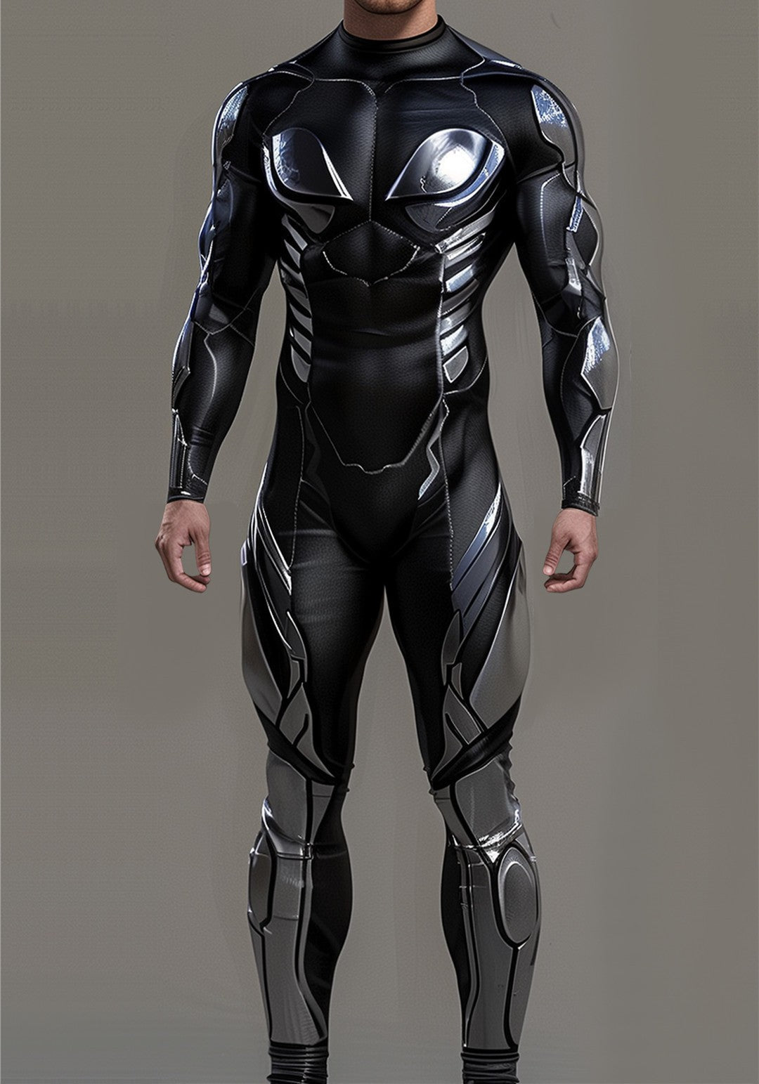 CyberPunk Futuristic Mechanical Armour Jumpsuit Cool Fighter Cosplay Bodysuit Steampunk Costume Halloween Party Shows Men Zentai