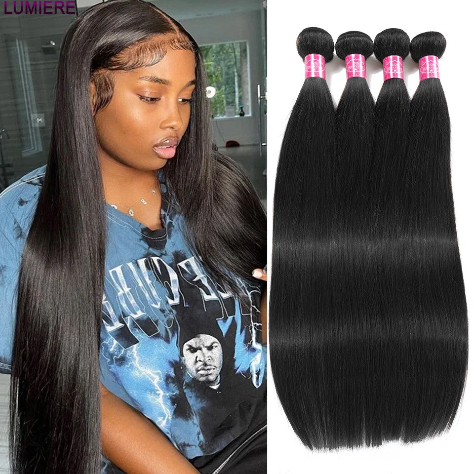 8-40" Bone Straight Human Hair Bundles 1/3/4 PCS Brazilian Hair Weave Raw Human Hair Bundles Deal Virgin Hair Extensions Lumiere
