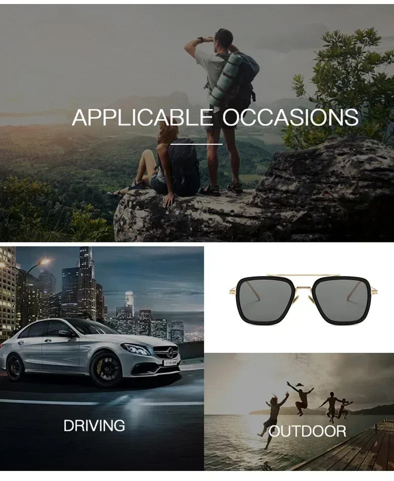 Fashion Steampunk Men Sunglasses Tony Stark Iron Man Sun Glasses Vintage Metal Eyewear Steam Punk Sunglass UV400 Male Gafas