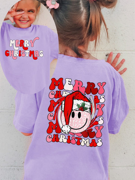 Girls' Christmas T-Shirt Merry Christmas Kids Clothes Holiday Cotton Tee Top Festive Kids Wear Christmas Party Outfit for Girl