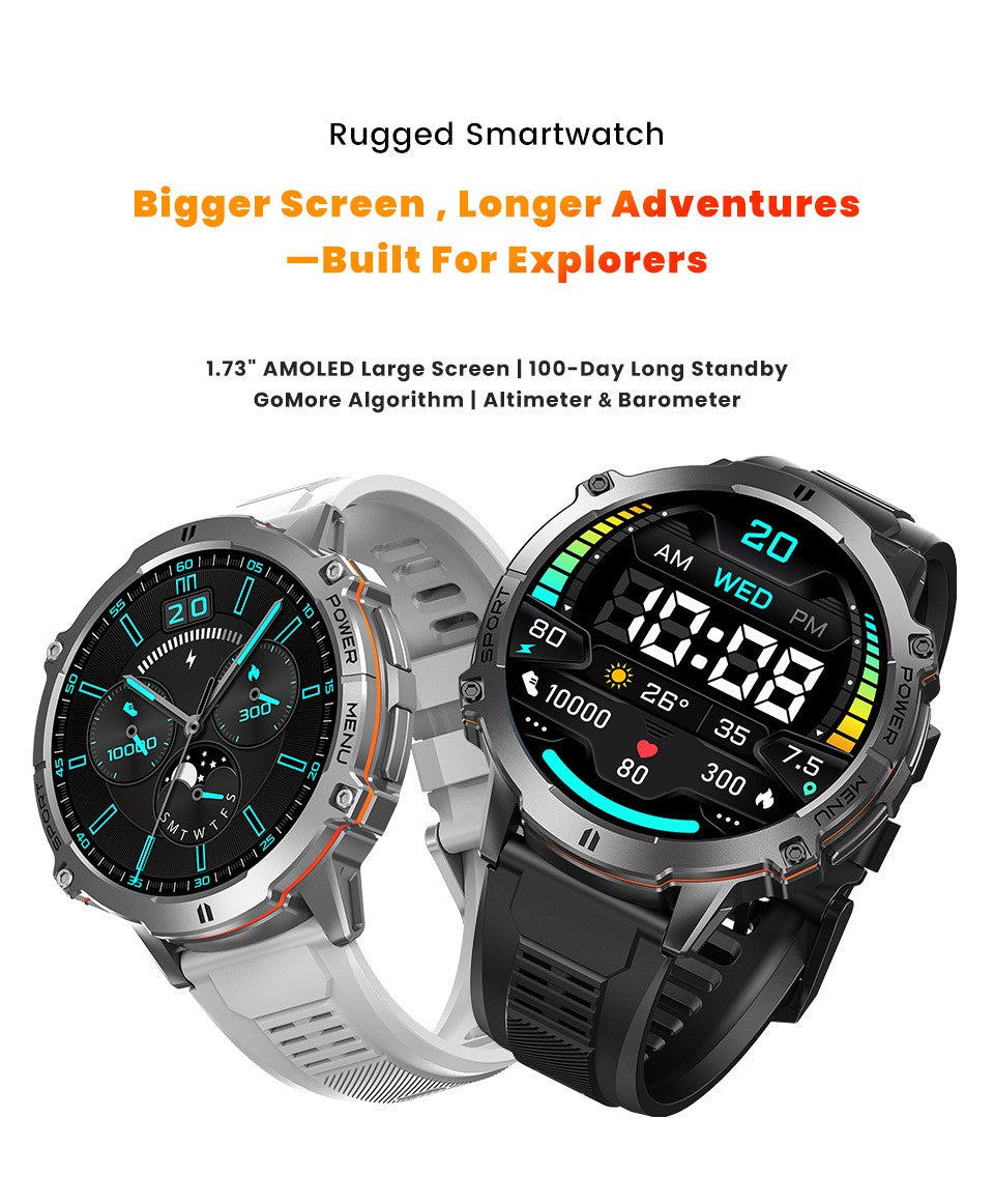2026 Newly upgraded GPS Military Sports Smart Watch 1000mAh 1.7-inch AMOLED Compass Altimeter Call 10ATM Waterproof Sports Watch