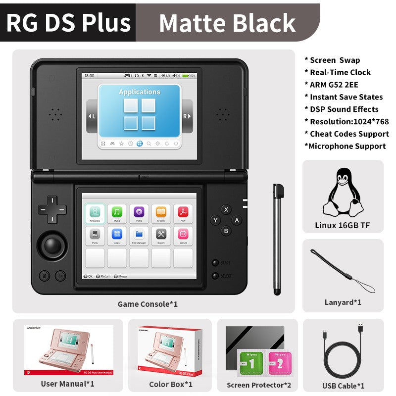Anbernic RG DS Plus Retro Handheld Game Console Linux 4.3" IPS 1024*768 Dual-Screen 4000mAh Game Player Bluetooth WiFi Streaming