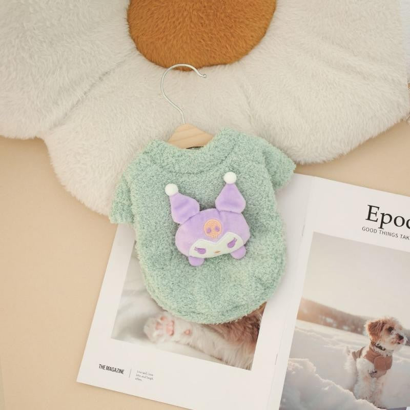 Sanrio Kuromi Double-Sided Velvet Hoodie for Dogs Cats Autumn Winter Warm, Flannel Dog Clothes Thickened Cat Jacket Pet Supplies