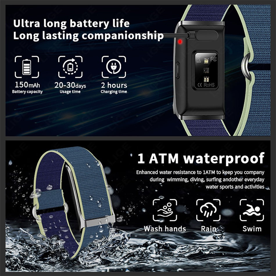 LIGE 2025 Smart Band Watch Heart Rate Health Monitoring Pedometer Sport Fitness Tracker Electronic Bracelet Men Smartwatch Women