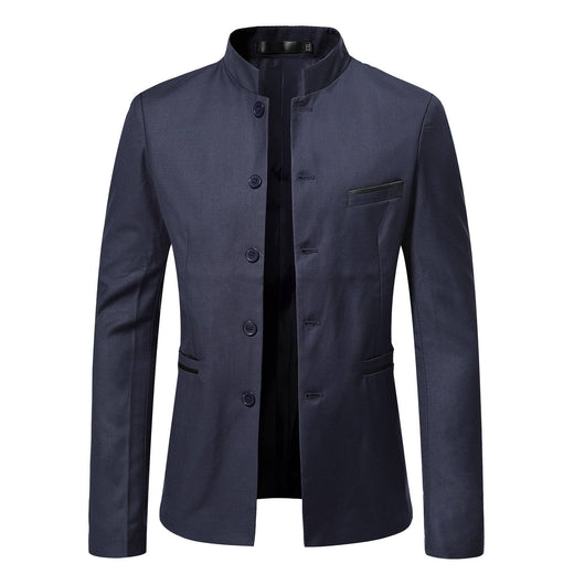 Europe and The United States Solid Color Slim-fit MAO Suit, Men's Autumn and Winter New Fashion Casual Stand Collar Suit Jacket