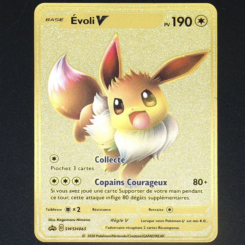 Pokemon 183200 Points High Hp Gold Black English French Metal Cards Vmax Mega GX Game Collection Cards Charizard Pikachu Mewtwo