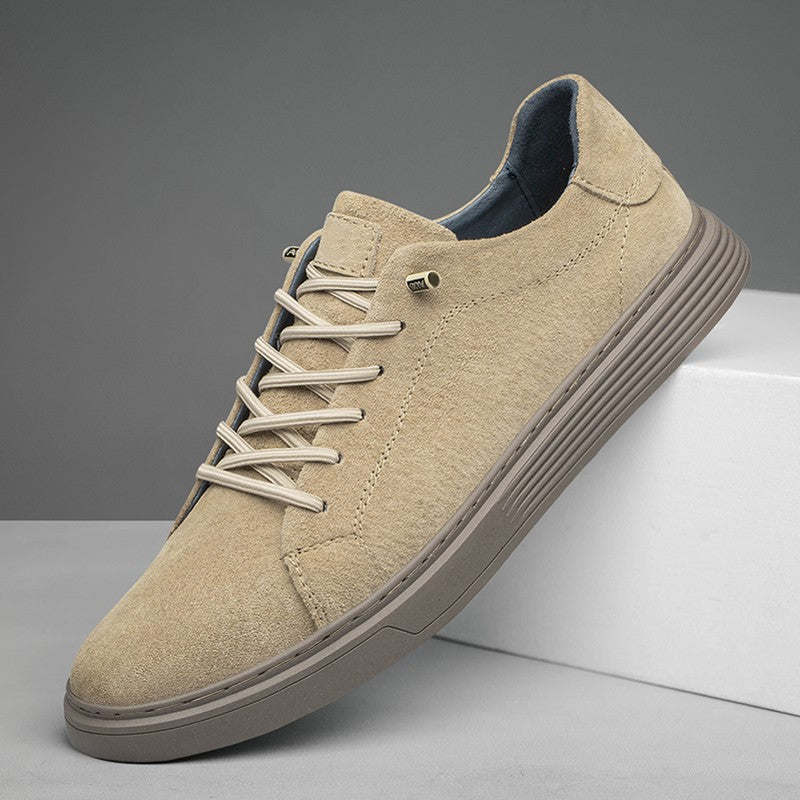 New Men's Suede Fashionable Lace-Up Casual Shoe Breathable And Comfortable Walking Shoe Anti -Slip And Wear-Resistant Flat Shoes