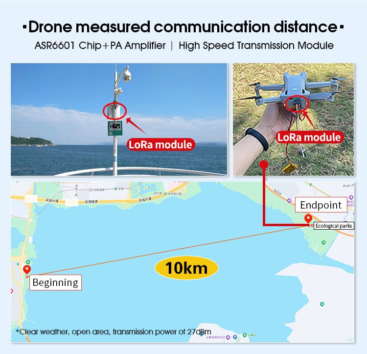 LoRa ASR6601 SOC -138dBM Data Collection 27dBm 915/868/433Mhz Low Power 10KM Long Range UART PCBA LoRaWAN IoT Wireless Module
