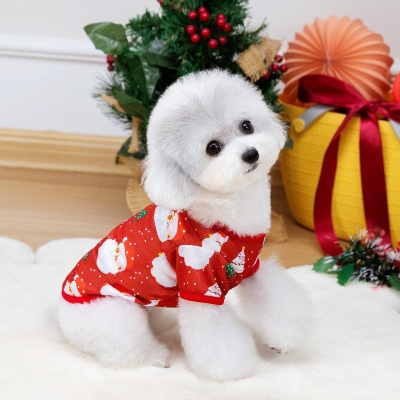 Puppy Dog Christmas Clothes Soft Cat Clothes T-shirt Cute Christmas Tree Pet Clothing for New Year Warm Clothes Costume Yorkies