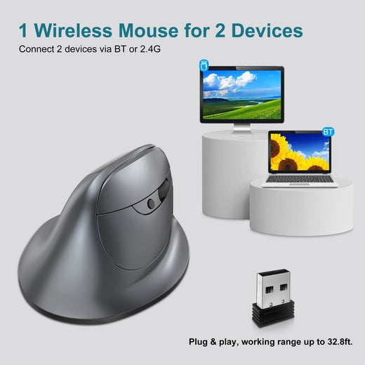Lefon F26C Vertical Mouse Wireless Bluetooth Ergonomic Mouse with OLED Screen Optical Rechargeable Gaming Mice for PC Laptop