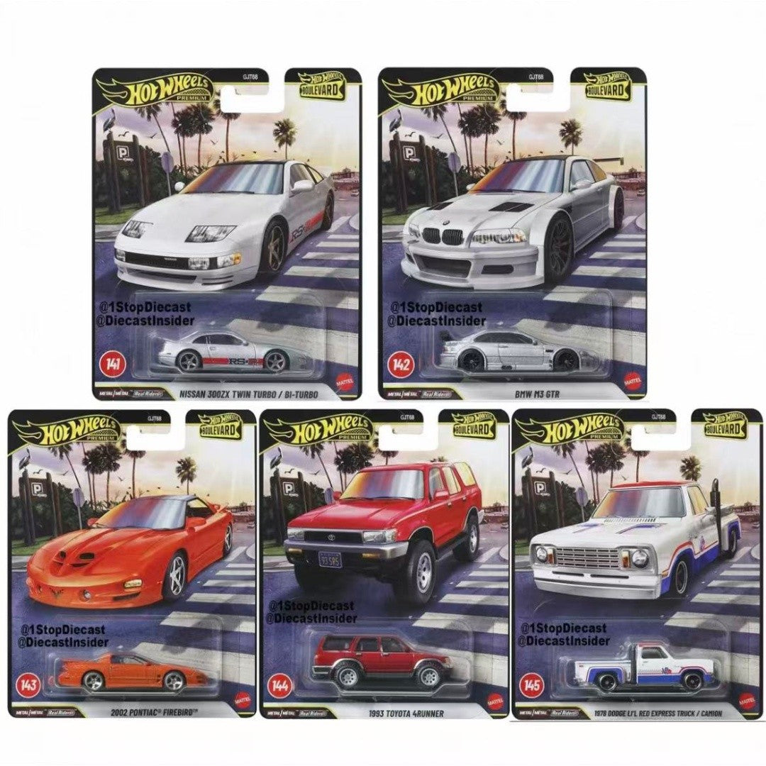 2026 New Hot Wheels Premium Boulevard 29 Nissan 300ZX/BMW M3 GTR Pontiac Toyota Dodge 1:64 Scale Diecast Model Cars Boy Gift