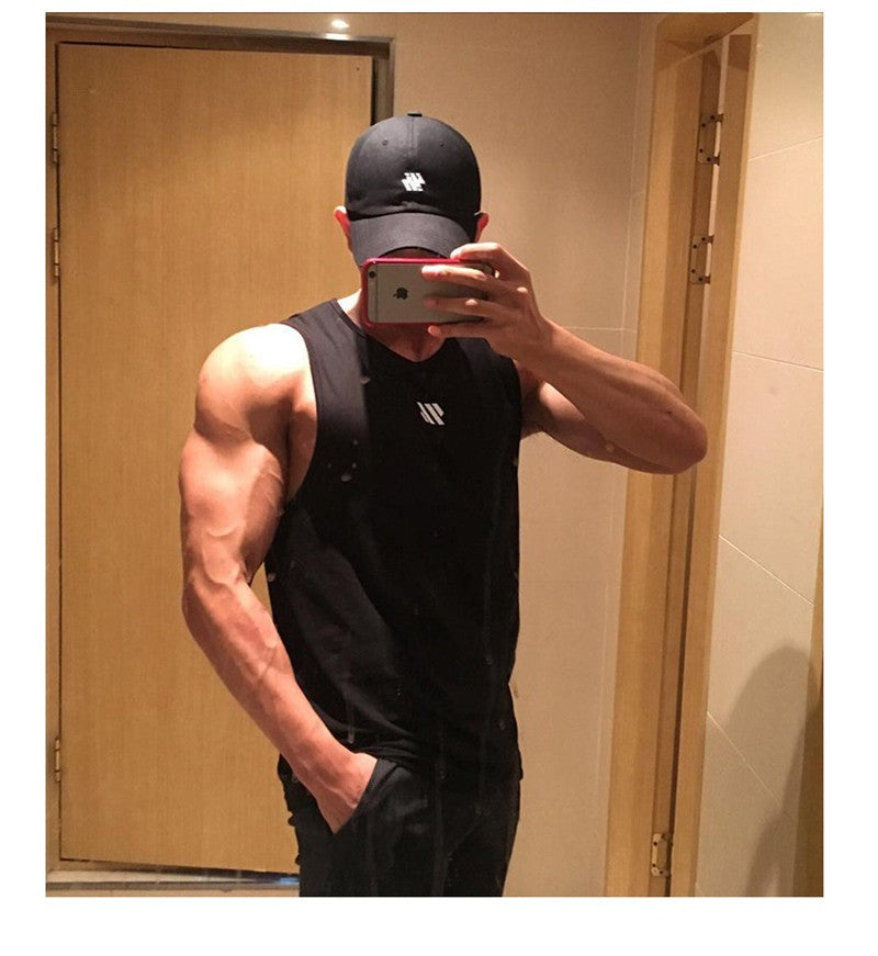 2025 Mens fitness gyms Tank top men Fitness sleeveless shirt Male mesh breathable Sports vest Undershirt Gyms Running vest men